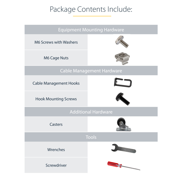 StarTech 12U Adjustable Depth Open Frame 4 Post Server Rack w - Casters, Levelers and Cable Management Hooks - Relay Rack (4 Posts) - Black - 12U (4POSTRACK12U) - 4POSTRACK12U