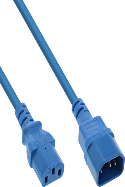 Rallonge pour appareil froid InLine - C13 / C14 - bleu - 1 m