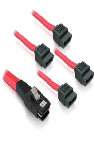 Delock SATA Cable 4x - 1 m - Red - Male/Female