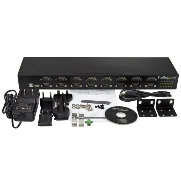 StarTech 16-Port USB-to-Serial Adapter Hub - USB 2.0 Type-B - Serial - 480 Mbit/s - Black - Steel - CE. FCC. RoHS - ICUSB23216FD