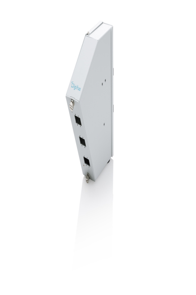 DIGITUS Fiber optic DIN rail splice distributor, angled, 6 SC SX/LC DX, grey - DN-96894