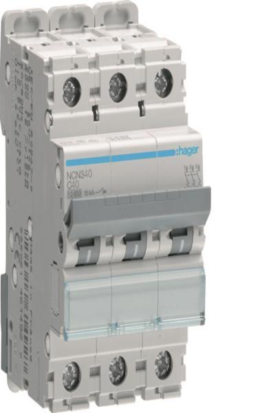 Hager circuit breaker NCN340 3-pole C40A 10kA 3M