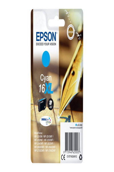 Stylo Epson et mots croisés Singlepack Cyan 16XL Encre DURABrite Ultra - Cyan - 6,5 ml - 1 pièce(s) - 450 pages