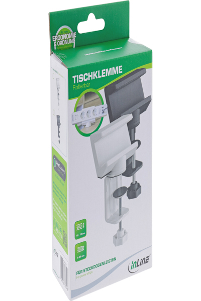 Pince de table InLine pour multiprise - rotative - serre-joint à vis noir