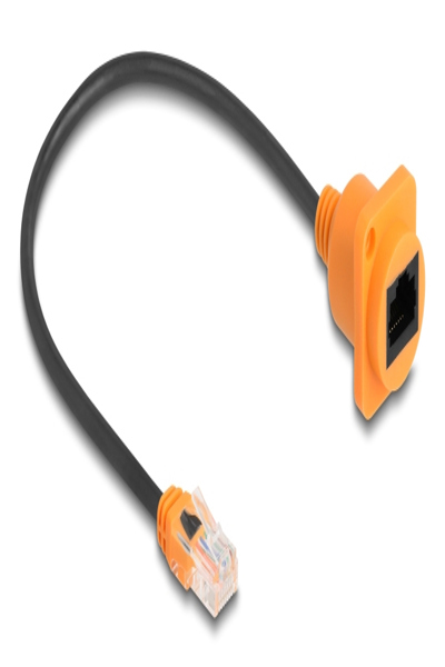Delock D-Typ RJ45 Kabel Stecker zu Buchse Cat.5e UTP orange schwarz - Cable - Network - 90804