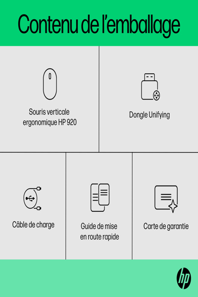 HP 920 Ergonomic Wireless Mouse: Right-hand, Vertical Design, 4000 DPI - 6H1A4AA