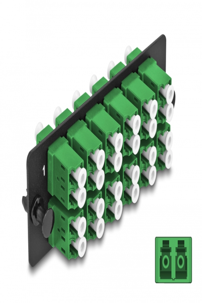 Delock 12-Port LC Duplex APC Single-Mode Fiber Optic Adapter Panel Green - 66931