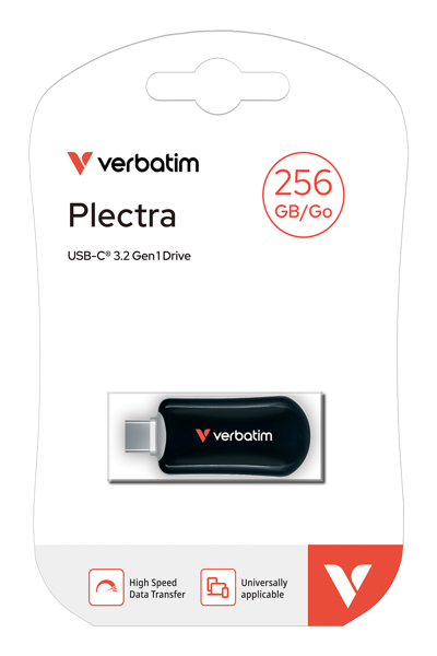 Verbatim Plectra Black USB-C Flash Drive 30226 - USB-Stick - 256 GB - 30226