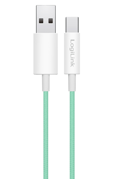 LOGILINK USB 2.0 TYPE-C CABLE C/M> A/M NYLON 60W GREEN