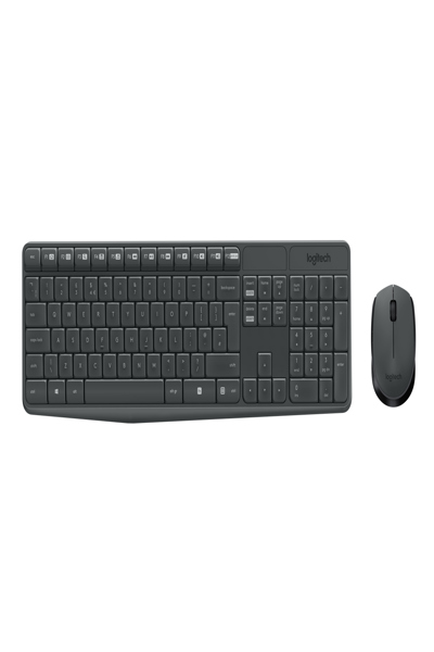 Logitech MK235 Wireless Keyboard and Mouse Combo - Full-size (100%) - Wireless - USB - QWERTY - Grey - Mouse included - 920007919