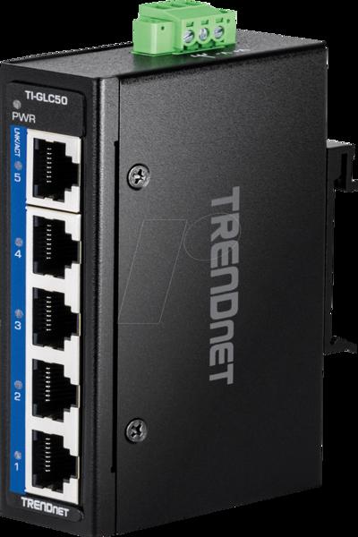 TRENDnet TI-GLC50, ohanterad 5-portars industriell gigabit-switch - TI-GLC50