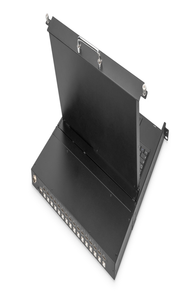 DIGITUS Modular HD LCD KVM-konsol med 17" TFT (43,2 cm), 16-portars HDMI KVM-anslutning, pekplatta, tyskt tangentbordslayout - DS-72220-7GE