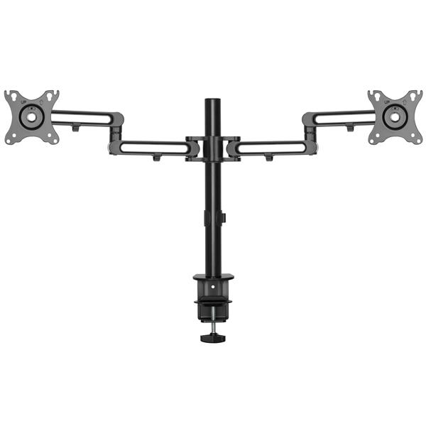StarTech ARMDUAL3 double monitor arm for table mounting (articulated arms for up to 81.30cm (32") -VESA screens, monitor mount) - Table mount for 2 monitors (adjustable arm) - Aluminum - Black - Screen size: up to 81.3 cm (up to 81.30cm (32") ) - ARMDUAL3