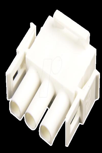 CommScope Universal MATE-N-LOK - Rectangular Power Connector - Wire-to-Wire / Wire-to-Board - 3 Position - 6.35mm - Natural - Male - Straight - Nylon - 600 V - 350766-4