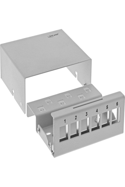 Boîtier de point de consolidation de bureau InLine 6x Keystone RJ45 - métal - RAL7035