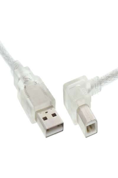 Câble USB 2.0 InLine coudé à droite Type A mâle / B mâle transparent 3 m