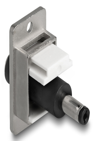Delock Panel Mount DC 5.5 x 2.5mm Buchse zu 5.5 2.1mm Stecker silber weiss - 90886