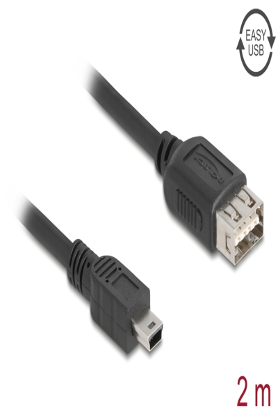 Delock USB 2.0 Kabel Typ Mini-B Stecker zu EASY Typ-A Buchse - Cable - Digital - 81525