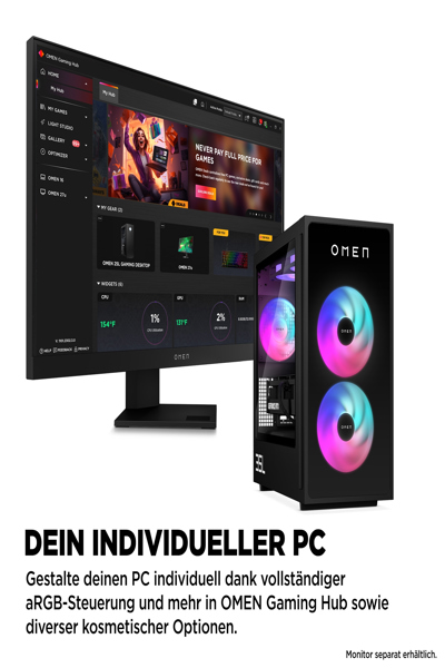 HP OMEN PC Core i7 2.1 GHz 32GB DDR5 1TB NVMe RTX 4000 - AM9L3EA