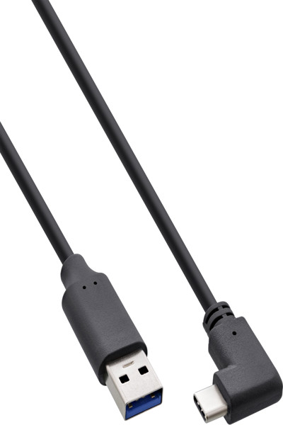 Câble USB 3.2 InLine - USB-C mâle coudé vers USB-A mâle - noir - 1 m