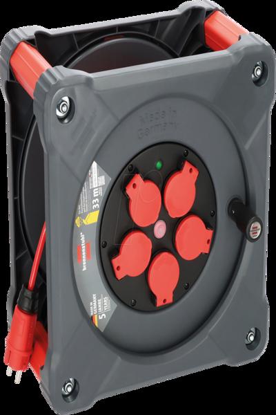 Brennenstuhl 9201330210, Svart, Röd, Plast, 5 AC-uttag, Typ E / F, Rak, 33 m - 9201330210