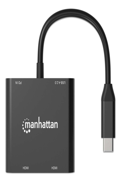 Manhattan USB-C PD auf Dual-HDMI-Monitor-Adapter 4K 60Hz - Adapter - Digital