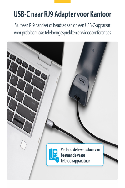 STARTECH USB-C TO RJ9 ADAPTER FOR HANDSET HEADSET - UR9-HEADSET-ADAPTER