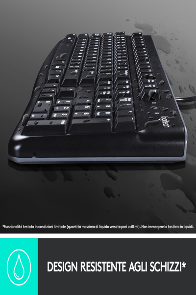 Logitech K120 Corded Keyboard - Full-size (100%) - Wired - USB - Membrane - QWERTY - Black - 920-002492