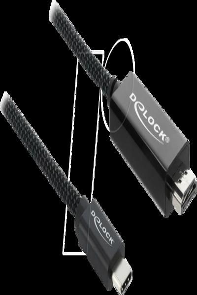Delock Coaxial to HDMI Cable with Braided Sheath USB Type-C 4K 60 Hz - Cable - Digital - 81703