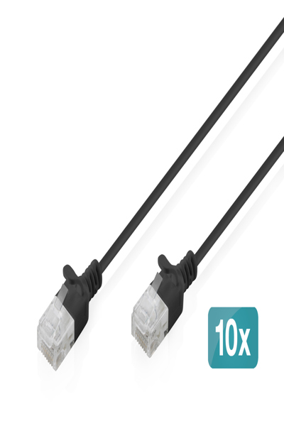 DIGITUS Cat 6 U-UTP Slim Patch Cable Black 10 Pieces 6 Patch Cable - Cable - Network - DK-1618-005S-BL-10