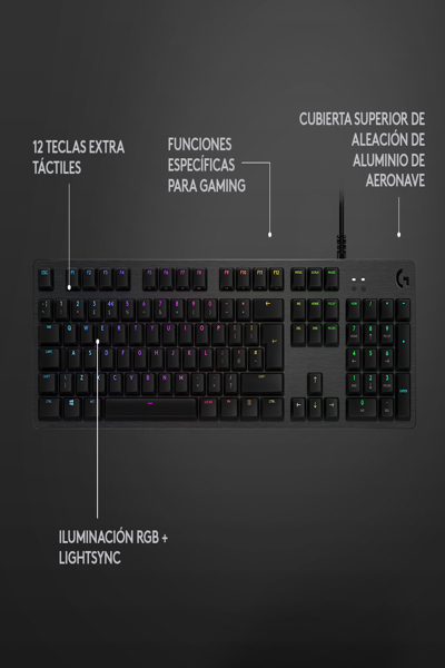 Logitech Gaming G512 - Tastatur - Hintergrundbeleuchtung - Keyboard - 26 keys - 920-009344
