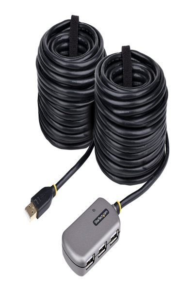 StarTech.com USB Extender Hub, 24m USB 2.0 Extension Cable with 4-Port USB Hub, Active/Bus Powered USB Repeater Cable, Optional 10W Power Supply Included - U02442-USB-EXTENDER