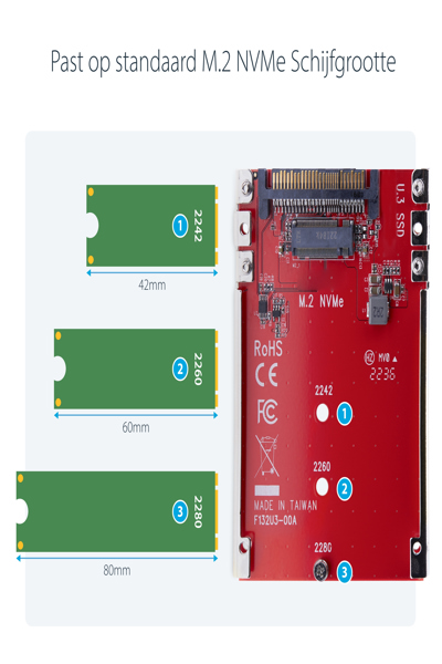 StarTech.com M.2 to U.3 Adapter, For M.2 NVMe SSDs, PCIe M.2 Drive to 2.5inch U.3 (SFF-TA-1001) Host Adapter/Converter, TAA Compliant - 1M25-U3-M2-ADAPTER
