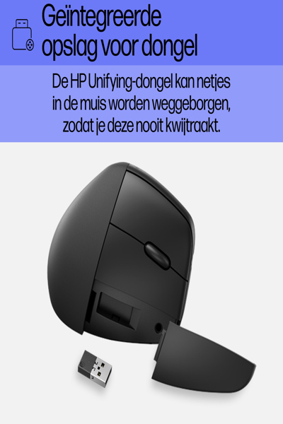 HP 920 Ergonomic Wireless Mouse: Right-hand, Vertical Design, 4000 DPI - 6H1A4AA