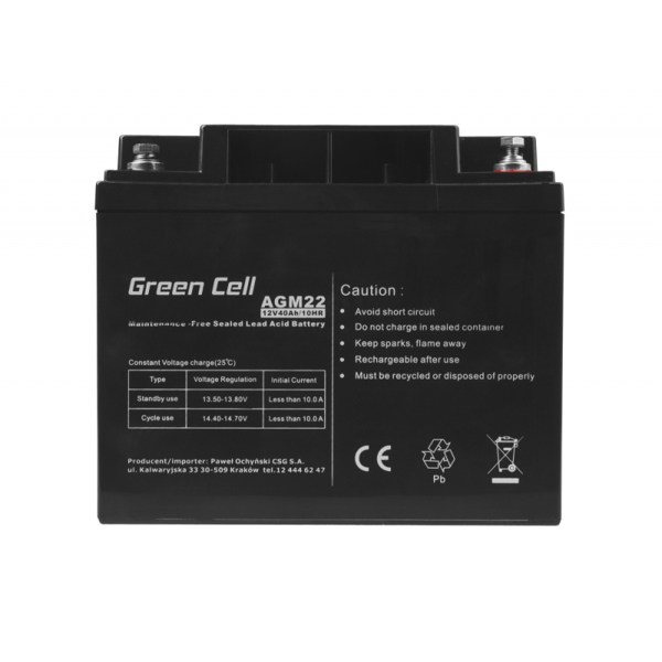 AGM22 UPS-batteri Förseglad blysyra (VRLA) 12V 40Ah - AGM22