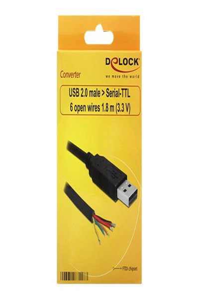Delock Converter USB 2.0 > Serial-TTL 6 open wires (3.3 V) - 83117