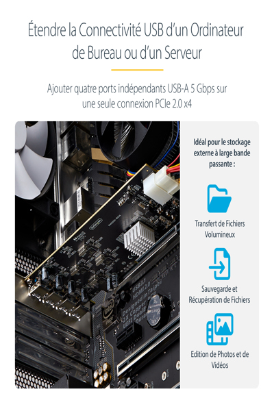 StarTech.com 4-portars USB-A PCIe-kort, USB 3.2 5 Gbps, 4x USB-kontroller - P5Q4A-USB-CARD