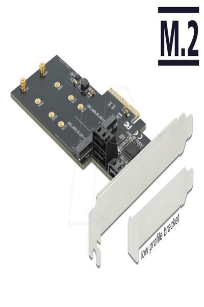 Delock 3-portars SATA och 2-platsers M.2 Key B PCI Express x4-kort - 90499