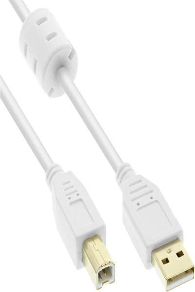Câble USB 2.0 InLine Type A mâle / B mâle - plaqué or - avec ferrite - 0,5 m