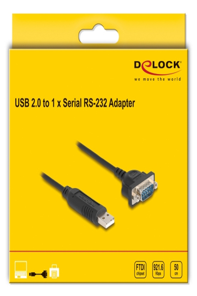 Delock USB RS-232 Adapter 2.0 to D-Sub 9 Plug compact - 66470