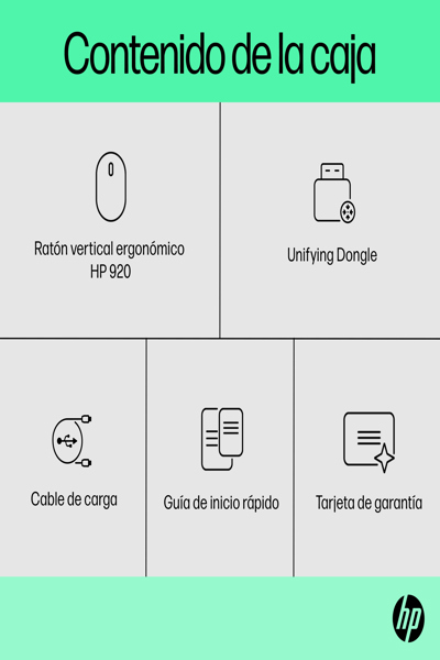 HP 920 Ergonomic Wireless Mouse: Right-hand, Vertical Design, 4000 DPI - 6H1A4AA