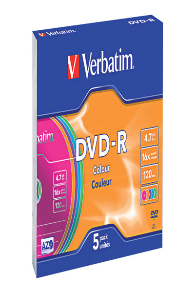 Verbatim Colours - 5 x DVD-R - 4.7 GB 16x - 43557
