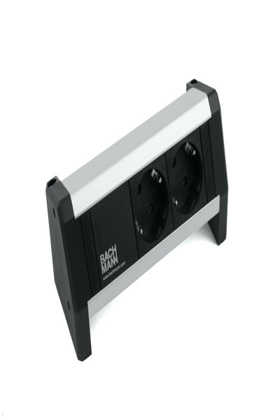 Multiprise de bureau 2 prises Bachmann DESK en acier inoxydable