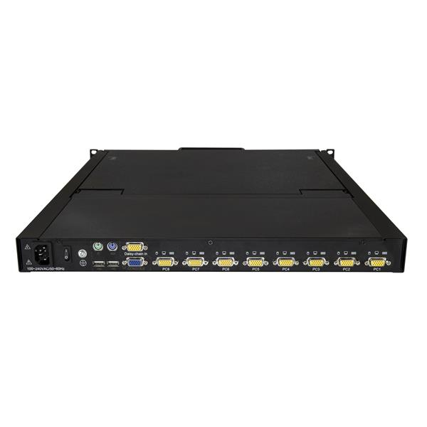 StarTech 8-Port Rackmount KVM Console for Server Rack - 19 in. - 1U - KVM console with KVM switch - 8 ports - PS/2, USB - 48.3 cm (19") - rack - installable - 1280 x 1024 - 250 cd/m? - 1000:1 - VGA - black - 1U - RKCONS1908K