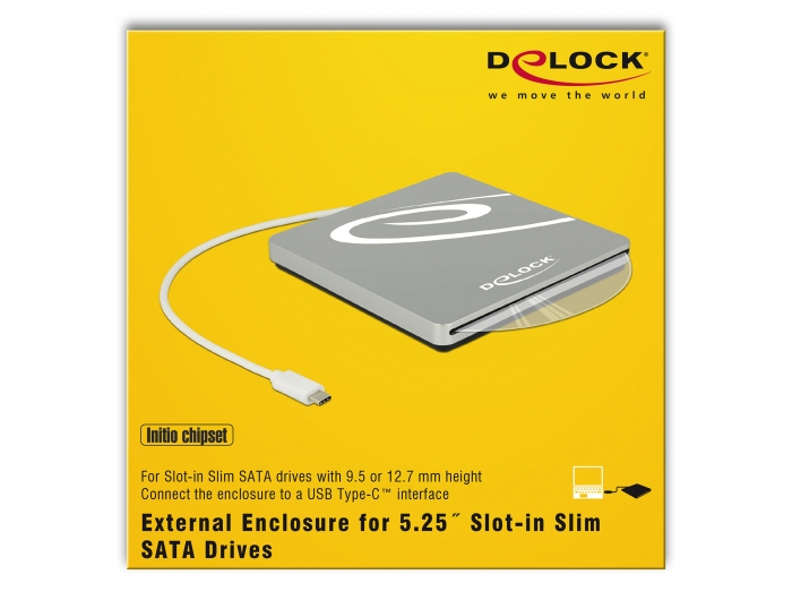 Delock 42605 - 13.3 cm (5.25") - SATA III - Initio INIC-3619 - 5 Gbit/s - USB - All brands - 42605