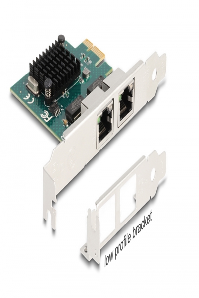 Delock PCI Express x1-kort till 2 x RJ45 Gigabit LAN BCM, PCIe, RJ-45, Hona, PCIe 2.0, Grå, PC - 88205