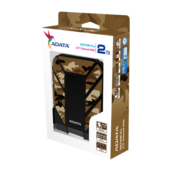 ADATA HD710M Pro 2TB extern hårddisk, USB 3.1, tålig - AHD710MP-2TU31-CCF