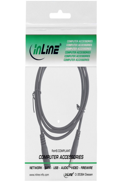 Rallonge CC InLine - Fiche CC mâle/femelle 5,5 x 2,1 mm - noir - 2 m