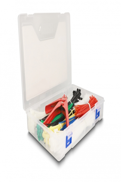 Delock Cable tie assortment box with cable tie installation tool 600 pieces assorted colours - Hook & loop cable tie - Metal - Plastic - Multicolour - 295 mm - 195 mm - 60 mm - 18640