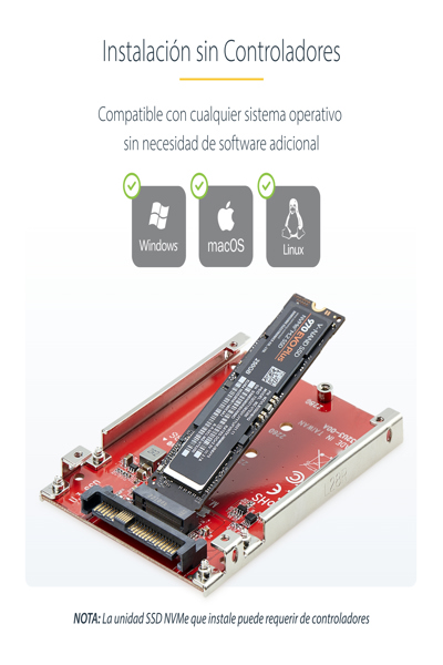 StarTech.com M.2 to U.3 Adapter, For M.2 NVMe SSDs, PCIe M.2 Drive to 2.5inch U.3 (SFF-TA-1001) Host Adapter/Converter, TAA Compliant - 1M25-U3-M2-ADAPTER